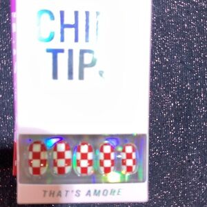 Red and White Press-On Nails